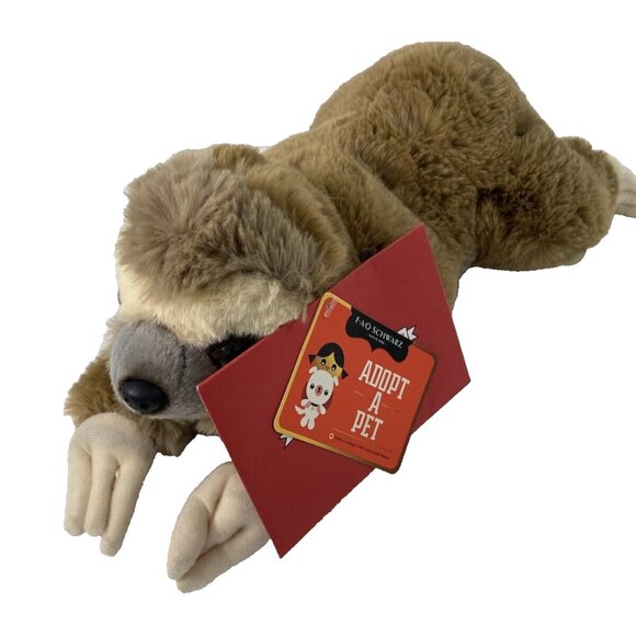 FAO Schwarz Giraffe Plush and Sloth Plush Adopt A Pet Plush Stuffed Toy 13" - Picture 2 of 13